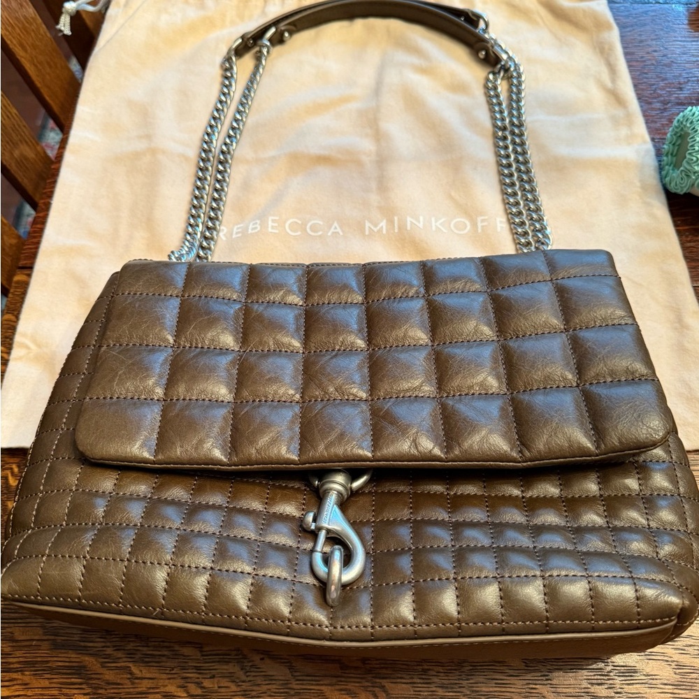 Rebecca Minkoff Quilted Shoulder Bag in Brown with Silver Hardware